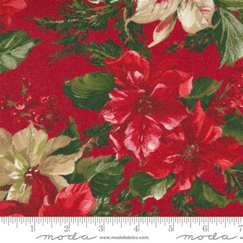 hancock fabrics red and white pointsettias with gold metallic fabric|Red Realistic Poinsettias on White Christmas Cotton Fabric.